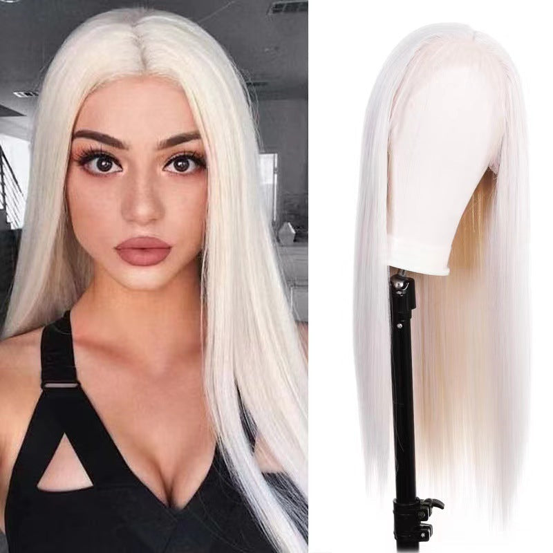 Front Lace Mid-length Straight Hair Women's High Temperature Synthetic Fiber Wigs