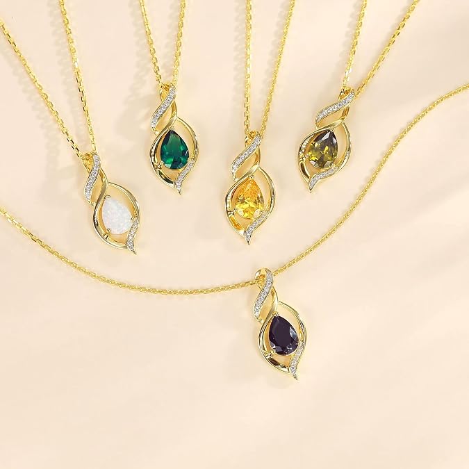 FANCIME Birthstone Necklace for Women Birthday Gift for Her
