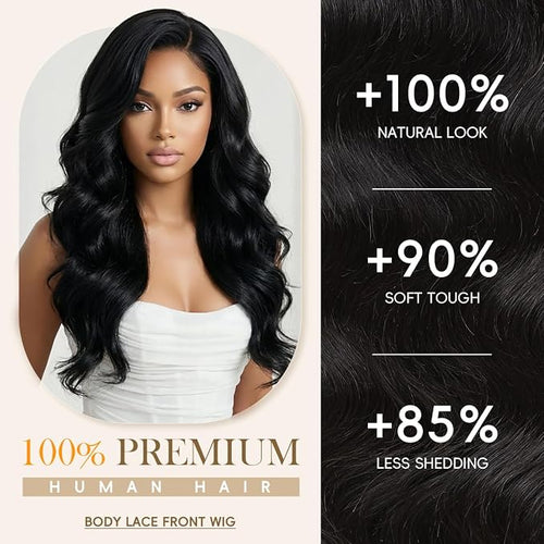 28 Inch Body Wave Human Hair Wig 13x6 HD Lace Frontal Glueless Wigs