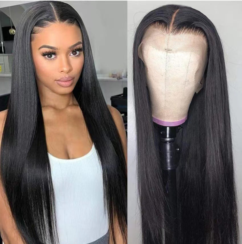 Front Lace Mid-length Straight Hair Women's High Temperature Synthetic Fiber Wigs