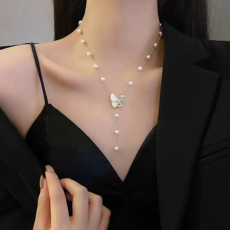 Pearl Mother-of-Pearl Butterfly Necklace