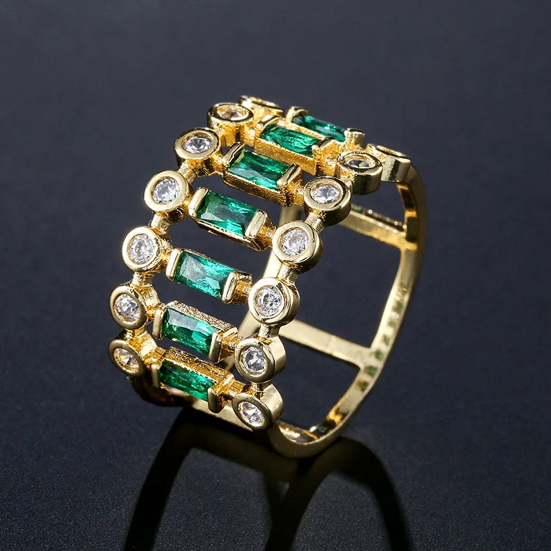 Emerald Gold-plated Hollow Ring Setting