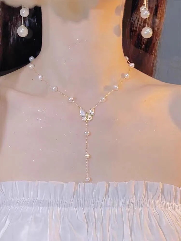 Pearl Mother-of-Pearl Butterfly Necklace