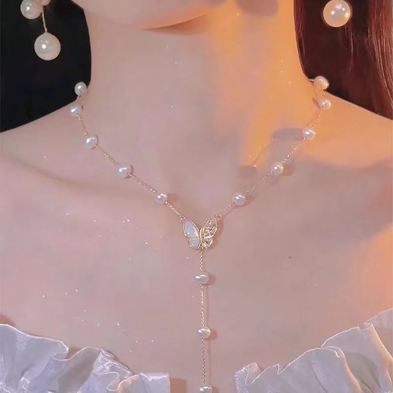 Pearl Mother-of-Pearl Butterfly Necklace